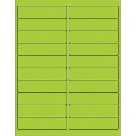 Officespace 4 x 1 in. Fluorescent Green Rectangle Laser Labels, 2000PK OF2818788